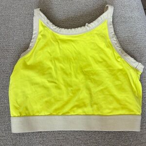 Cara Loren Neon Yellow Cropped Tank Top with Cream Trim